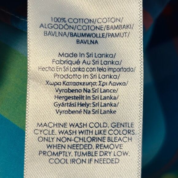 Chaps L No-Iron cotton plaid 3/4 sleeve paisley print cuffs button up shirt - Picture 11 of 13